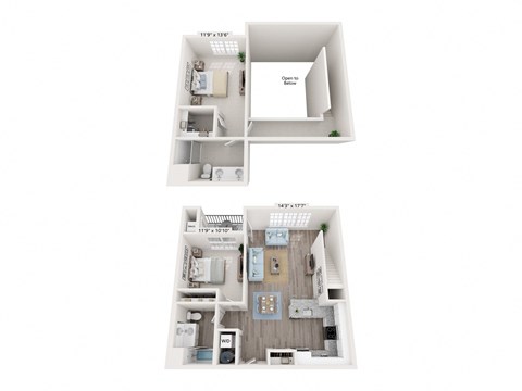 Floor plan for 2 beds, 2 baths, 1248 sqft